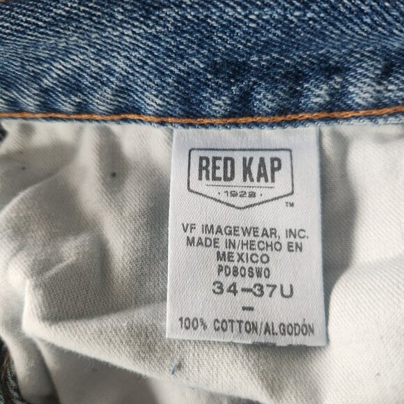 RED KAP Jeans Blue Denim Carpenter Work Pants Retro 100% Cotton 34x30 NEW READ* - Picture 9 of 12